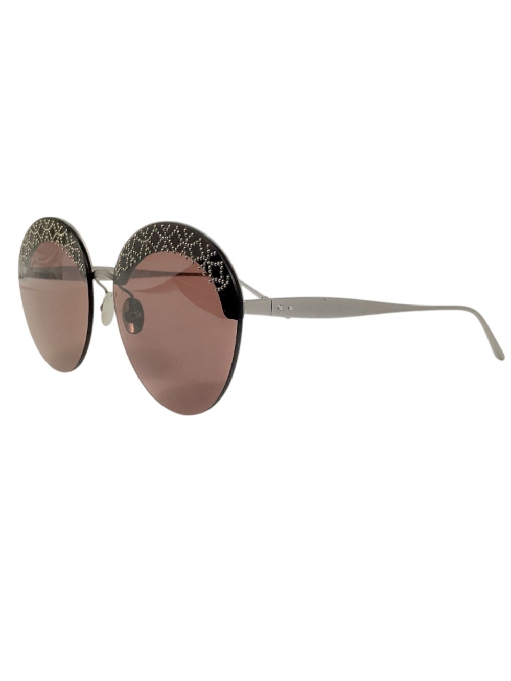 ALAIA BROWN / RUTHENIUM RIMLESS ROUND SUNGLASSES - Picture 8 of 9